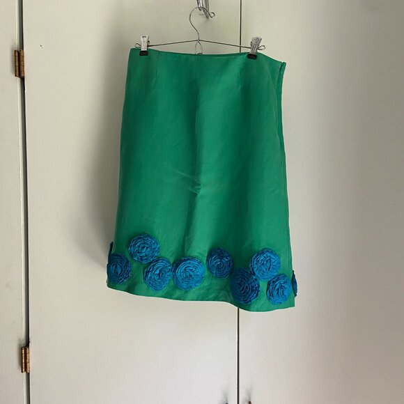 Blue and Green Rosette A-Line Skirt by Boden, 12R - Picture 14 of 15